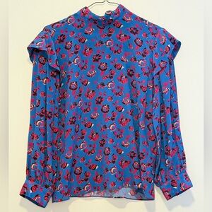 No. 6 Floral Blue Silk Blouse
